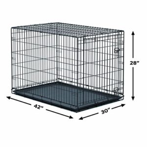 New World 42″ Folding Metal Dog Crate, Includes Leak-Proof Plastic Tray ...