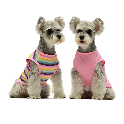 Fitwarm 2Pack 100 Cotton Striped Dog Shirt for Pet Clothes Puppy Vest