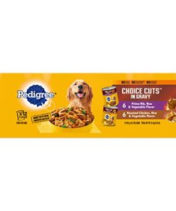 PEDIGREE CHOICE CUTS IN GRAVY Adult Canned Soft Wet Dog Food Variety Pack, Prime Rib, Rice & Vegetable Flavor and Roasted Chicken, Rice & Vegetable Flavor, 13.2 oz. Cans (Pack of 12)