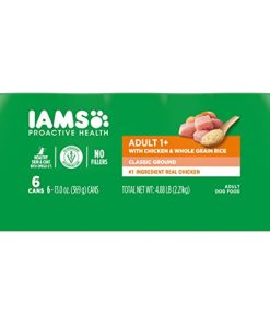IAMS PROACTIVE HEALTH Adult Wet Dog Food Classic Ground with Chicken and Whole Grain Rice, 6-Pack of 13 oz. Cans