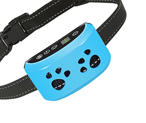 Dog Bark Collar, Anti Barking Collar with 5 Adjustable Levels, Harmless Shock, Beep Vibration, Smart Correction and LED Indicator-Reachargeable No Bark Collar for Small Medium Large Dogs,Waterproof