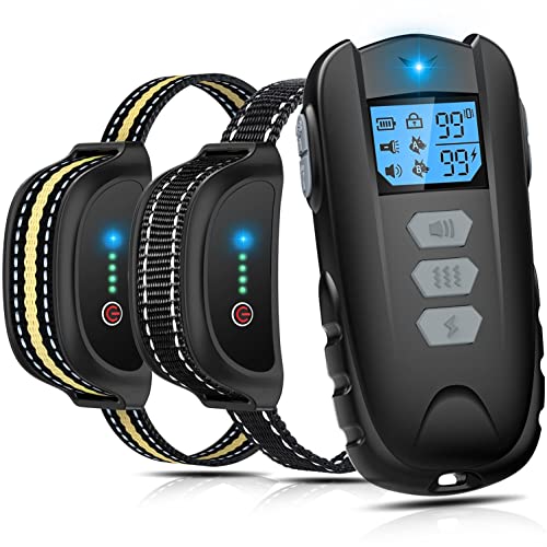 Asrcs Dog Training Collar for 2 Dogs, Dog Shock Collar with Remote for Large Medium Small Dogs (15-150lbs), Rechargeable E-Collar Waterproof Collars with 3 Training Modes, Beep Vibration and Shock
