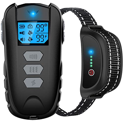 Asrcs Dog Training Collar with Remote, Shock Collar for Dogs Waterproof Dog Collar with Beep Vibration Shock, Adjustable 0 to 99 Shock Vibration Levels Dog Training Set for Small Medium Large Dogs