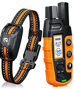 Bousnic Dog Shock Collar – 3300Ft Dog Training Collar with Remote for 5-120lbs Small Medium Large Dogs Rechargeable Waterproof e Collar with Beep (1-8), Vibration(1-16), Safe Shock(1-99)(Orange)
