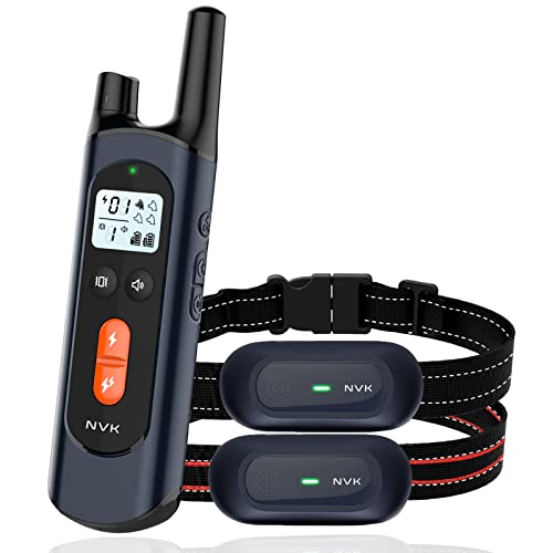 NVK Dog TrainingCollar for 2 Dogs, Dog Training Collar with Remote for Medium Large Dogs, Rechargeable Dog Collar, Vibration, Beeps Modes, IPX7 Waterproof, Range up to 1600Ft