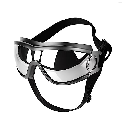 Dog Goggles Medium or Large Dog Sunglasses Anti-UV Waterproof Windproof Glasses Dog Eyewear for Long Snout Dogs (Silver)