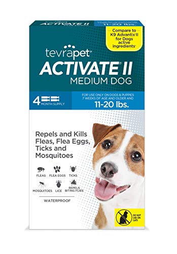 Activate II Flea and Tick Prevention for Dogs | 4 Count | Medium Dogs 11-20 lbs | Topical Drops | 4 Months Flea Treatment