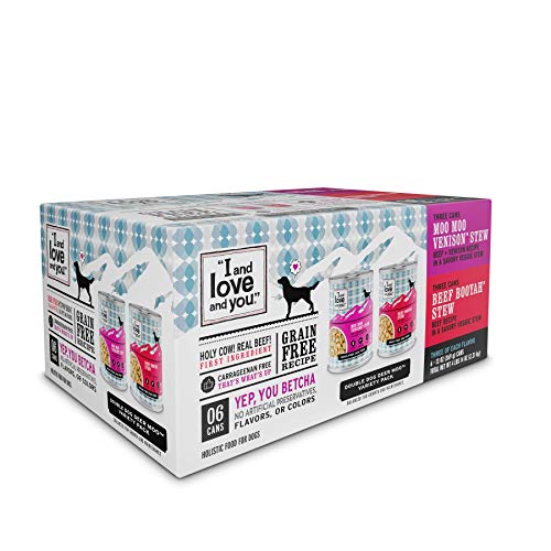 I and love and you Naked Essentials Wet Dog Food – Grain Free and Canned, Beef + Venison Variety Pack, 13-Ounce, Pack of 6 Cans