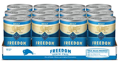 Blue Buffalo Freedom Grain Free Natural Adult Wet Dog Food, Chicken 12.5oz cans (Pack of 12)