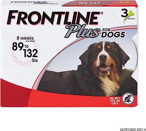 FRONTLINE Plus Flea and Tick Treatment for X-Large Dogs Up to 89 to 132 lbs., 3 Treatments