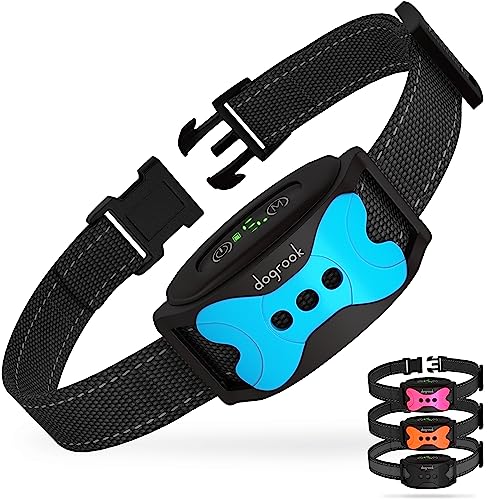 DogRook Bark Collar – Rechargeable Smart Anti Barking – Waterproof No Shock Bark Collar for Small/Medium/Large Dogs – with 5 Sensitivity Levels