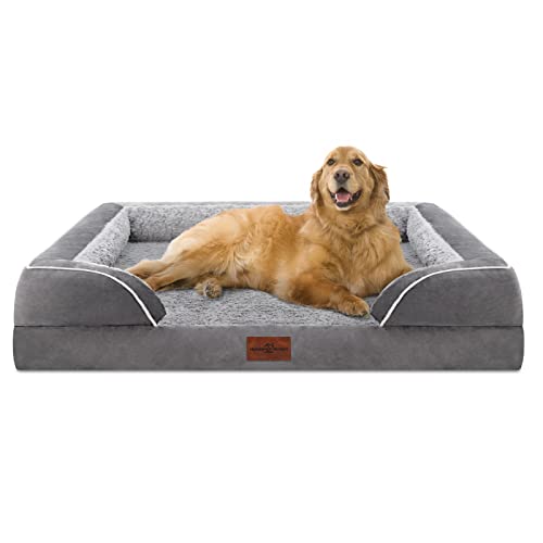 Comfort Expression Waterproof Orthopedic Dog Bed Foam Dog Beds for Extra Large Dogs Durable Dog Sofa The Pet Bed Washable Removable Cover with Zipper and Non-Slip Bottom Bolster XL Large Dog Beds