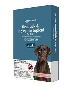 Amazon Basics Flea, Tick & Mosquito Topical Treatment for X-Large Dogs (over 55 pounds), 6 Count (Previously Solimo)