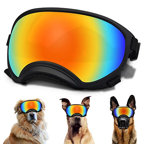 Large Dog Sunglasses, Dog Goggles with Adjustable Strap UV Protection Winproof Dog Puppy Sunglasses, Suitable for Medium-Large Dog Pet Glasses, Dogs Eyes Protection