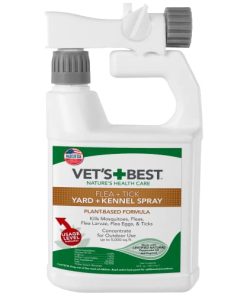 Vet’s Best Flea and Tick Yard & Kennel Spray – Dog Flea Spray that Kills Fleas, Mosquitoes, & Ticks – Plant-Based Ingredients – Plant Safe Ready-to-Use Hose Attachment – 32 oz