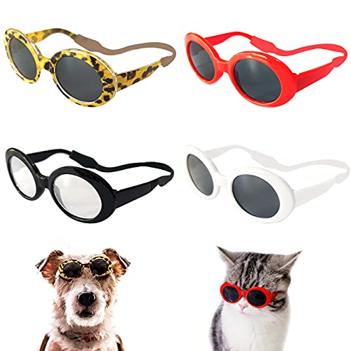 Retro Oval Small Dogs Cats Eye Wear Party Favors Pet Sunglasses Set Cute Funny Cosplay Dolls Costume Photo Props