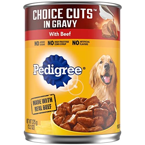PEDIGREE CHOICE CUTS IN GRAVY Adult Canned Soft Wet Dog Food with Beef, 13.2 oz. Cans (Pack of 12)