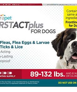 TevraPet FirstAct Plus Flea and Tick Prevention for X-Large Dogs 89+ lbs, 3 Monthly Doses, Topical Drops