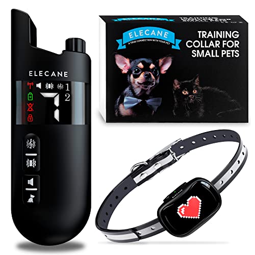 Mini Training Collar for Small Dogs 5-15lbs – Rechargeable Pet Obedience Trainer with Remote Control – Waterproof, 1000-Foot Range – Beeping Sound & Vibration Mode – 6 to 26-Inch Adjustable Strap