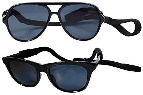Style Vault G010 Dog Pet Costume Prop Aviator Sunglasses Medium Breeds 20-40 lbs (2-Pack Aviator Black+80s Black)
