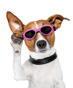Vevins Dog Goggles Sunglasses for Middle & Large Dog, UV Protective Foldable Pet Sunglasses Adjustable Waterproof Eyewear(Pink)