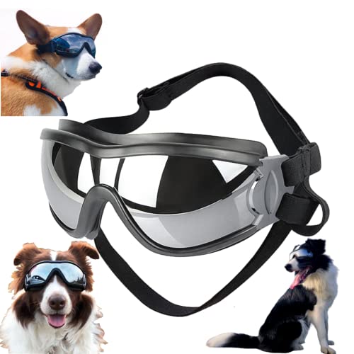 Dog Sunglass Dog Goggles Medium Large Breed, Dog Glasses Sun Protection Windproof Waterproof Dustproof, Pet Eyewear with Adjustable Strap for Swimming Surfing