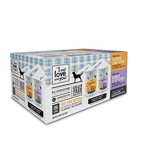 I and love and you Naked Essentials Wet Dog Food – Grain Free and Canned, Chicken + Turkey Variety Pack, 13-Ounce, Pack of 6 Cans
