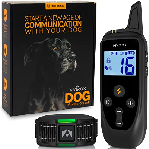 INVIROX Shock Collar for Large Dog [2023 Edition] 123 Levels Dog Shock Collar with Remote 1100yd Range Shock Collar for Medium Dogs 100% Waterproof Rechargeable Dog Training Collar with Remote