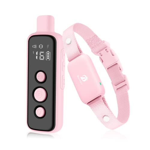 Bousnic Shock Collar for Dogs – Waterproof Rechargeable Dog Electric Training Collar with Remote for Small Medium Large Dogs with Beep, Vibration, Safe Shock Modes (8-120 Lbs) (Pink)