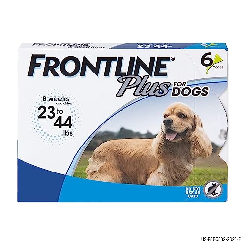 FRONTLINE® Plus for Dogs Flea and Tick Treatment (Medium Dog, 23-44 lbs.) 6 Doses (Blue Box)