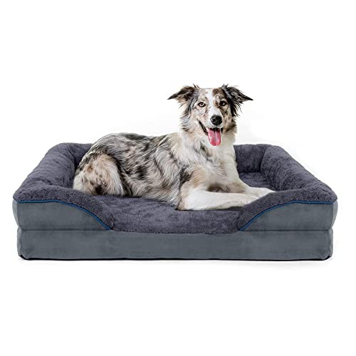 Bnonya Dog Bed, Dog Bed for Medium, Large Dogs, Bolster Pet Bed Couch with Removable Washable Cover, Egg Foam and Nonskid Bottom
