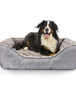 FURTIME Durable Dog Bed for Large Medium Small Dogs Soft Washable Pet Bed Orthopedic Dog Sofa Bed Breathable Rectangle Sleeping Bed Anti-Slip Bottom(25”, Grey)