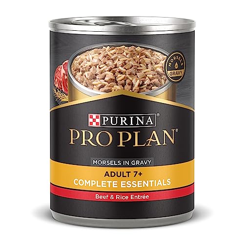 Purina Pro Plan High Protein Senior Wet Dog Food, Beef and Rice Entree – (12) 13 oz. Cans