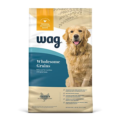 Amazon Brand – Wag Dry Dog Food, Chicken and Brown Rice, 30 lb Bag (Packaging May Vary)