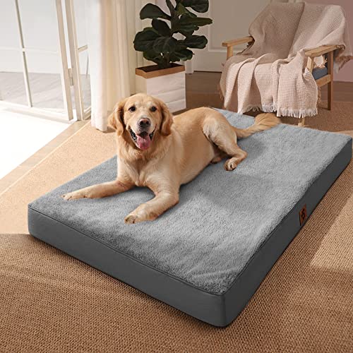 Shilucheng Orthopedic Dog Bed for Large,Medium Dogs,Orthopedic Egg Crate Foam Pet Bed with Waterproof,Removable and Washable Cover, Cat Bed for Crates, Sofa (X-Large（41x30x4), Dark Gray
