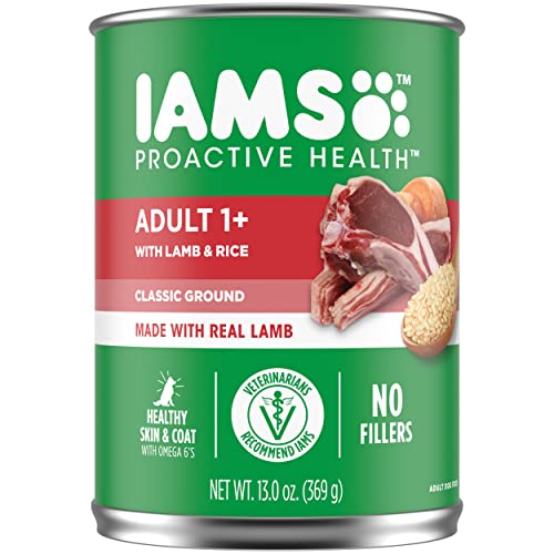 IAMS PROACTIVE HEALTH Adult Wet Dog Food Classic Ground with Lamb and Whole Grain Rice, of 13 oz.(Pack of 12)
