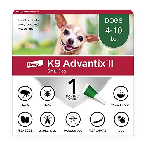 K9 Advantix II Small Dog Vet-Recommended Flea, Tick & Mosquito Treatment & Prevention | Dogs 4-10 lbs. | 1-Mo Supply