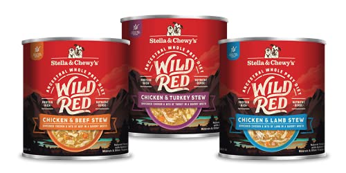 Stella & Chewy’s Wild Red Wet Dog Food Variety Pack Stews High Protein Recipes, 10 Ounce (Pack of 3)