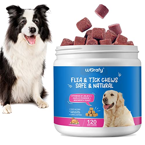 Flea and Tick Prevention for Dogs Chewables Tablets – Natural Flea and Tick Supplement for Dogs – Flea and Tick Chews for Dogs – Oral Flea Pills for Dogs – All Breeds and Ages (120 PCS)
