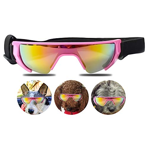 URBEST Dog Goggles, Eye Protection (New Version) Sunglasses Waterproof Windproof UV Protection for Medium Dogs (Pink)