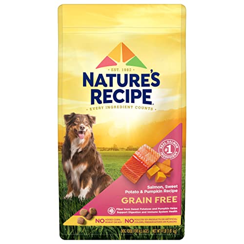 Nature′s Recipe Dry Dog Food, Grain Free Salmon, Sweet Potato & Pumpkin Recipe, 4 lb. Bag