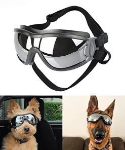 ENJOYING Dog Goggles Medium Breed Anti-UV Doggy Sunglasses for Medium-Large Dogs Outdoor Fog-Proof Windproof Dog Glasses, Adjustable, Easy Wear, Black