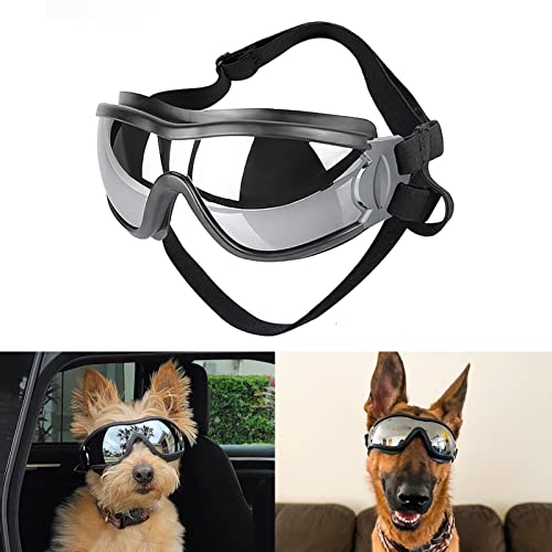 ENJOYING Dog Goggles Medium Breed Anti-UV Doggy Sunglasses for Medium-Large Dogs Outdoor Fog-Proof Windproof Dog Glasses, Adjustable, Easy Wear, Black