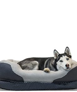 BarksBar Snuggly Sleeper Large Gray Diamond Orthopedic Dog Bed with Solid Orthopedic Foam, Soft Cotton Bolster, and Ultra Soft Plush Sleeping Space – 40 x 30 Inches