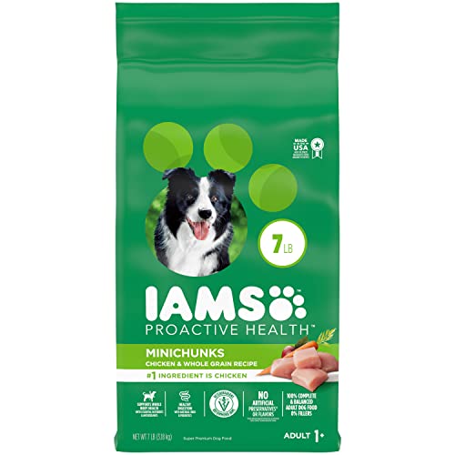 IAMS Adult Minichunks Small Kibble High Protein Dry Dog Food with Real Chicken, 7 lb. Bag