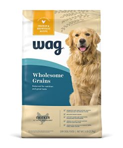 Amazon Brand – Wag Dry Dog Food, Chicken and Brown Rice 5 lb Bag (Packaging May Vary)