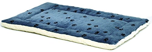 MidWest Homes for Pets Reversible Paw Print Pet Bed in Blue / White, Dog Bed Measures 21L x 12W x 2.5H for X-Small Dogs, Machine Wash