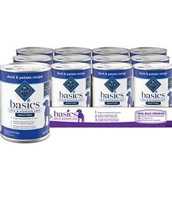Blue Buffalo Basics Skin & Stomach Care, Grain Free Natural Adult Wet Dog Food, Duck 12.5-oz Cans (Pack of 12)