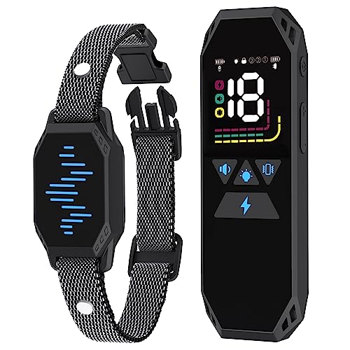 Dog Shock Collar, Dog Training Collar for Large Dog with 4 Training Modes Beep,Vibration,Electric Shock,Dog Finder,Rechargeable IP67 Waterproof E-Collar with Remote 2500FT for All Breeds, Sizes