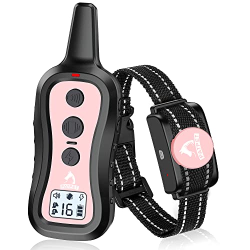 PATPET Dog Training Collar with Remote(8-100 lbs), Rechargeable Shock Collar for Medium Dogs, Up to 1000 ft Remote Range IPX7 Waterproof Dog Shock Collar